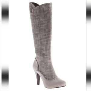 Poetic Licence London grey Party Down knee high heel boots